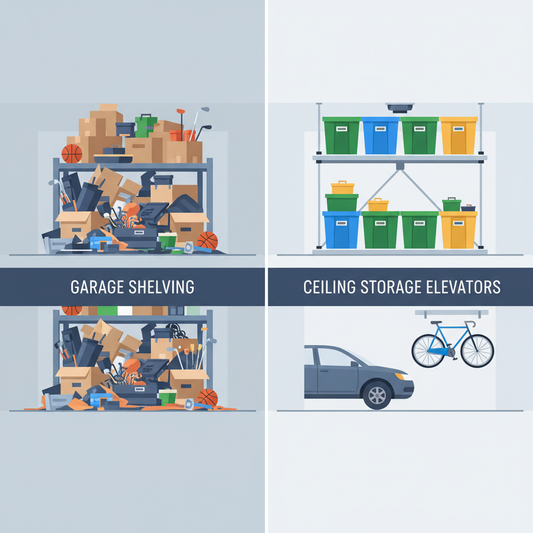 Illustration for Ceiling Storage Elevators vs. Garage Shelving: The Ultimate Guide to Space Saving