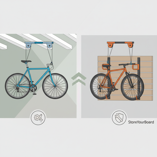Illustration for Ceiling Sam vs. StoreYourBoard: Ultimate Overhead Bicycle Storage Solutions for Discerning Homeowners