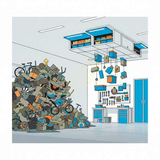 Illustration for Maximize Garage Space: Why Modern Ceiling Storage Beats Old Pulley Systems