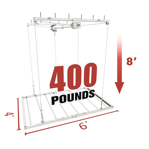4' x 6' Retractable Garage Storage Lift (8-Foot Drop, 400 lb Capacity)